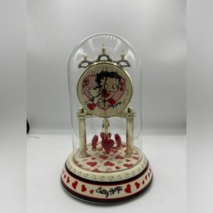 Betty Boop Porcelain Anniversary Collectible Clock 2007 Glass In Box Tested L@@K